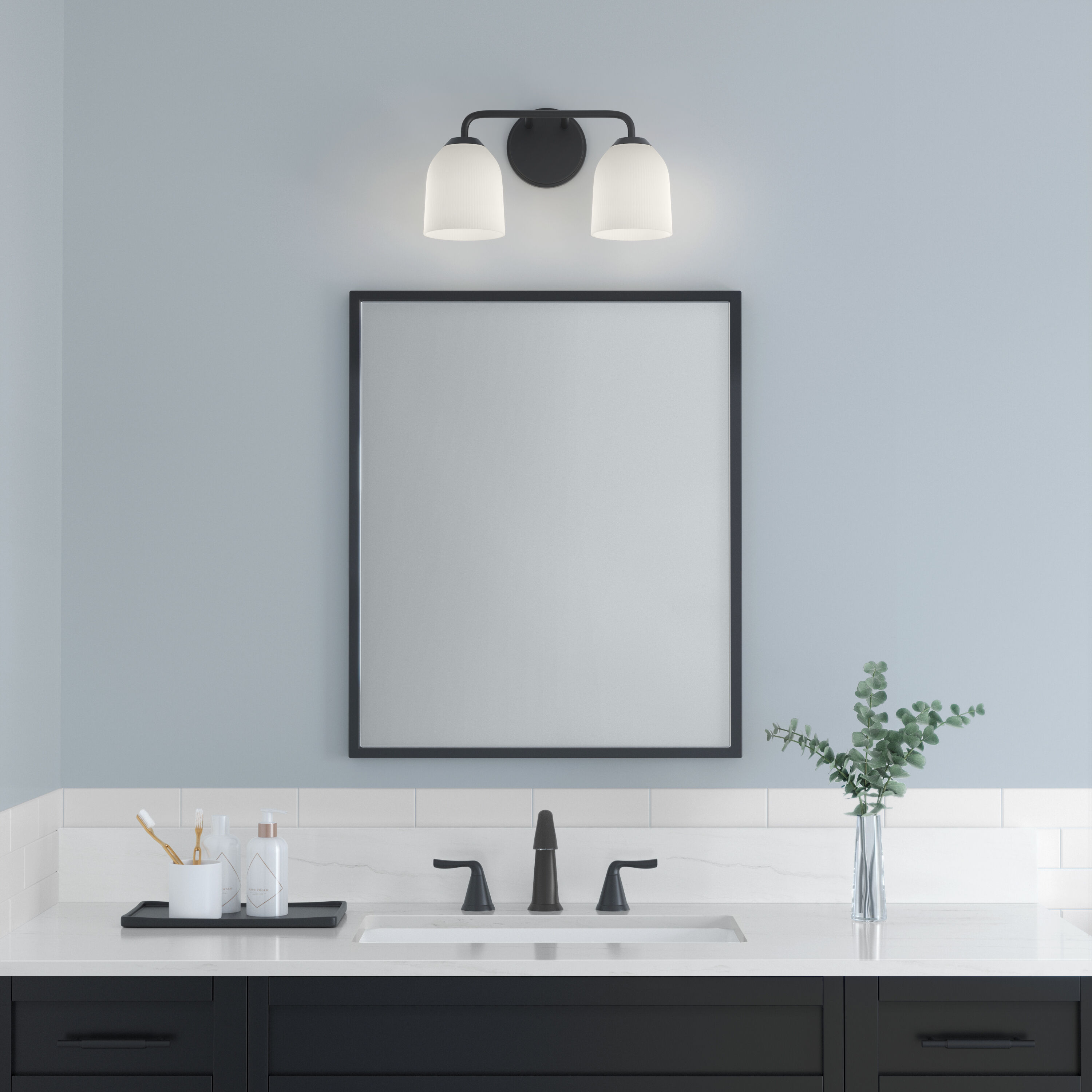 Norah 2 Light 15 inch Matte Black Bathroom Vanity Light Wall Light